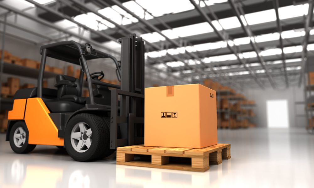Forklift in Warehouse - 3D Rendering